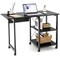 6 Universal Wheels Folding Computer Desk with 2-tier Open Storage Shelves